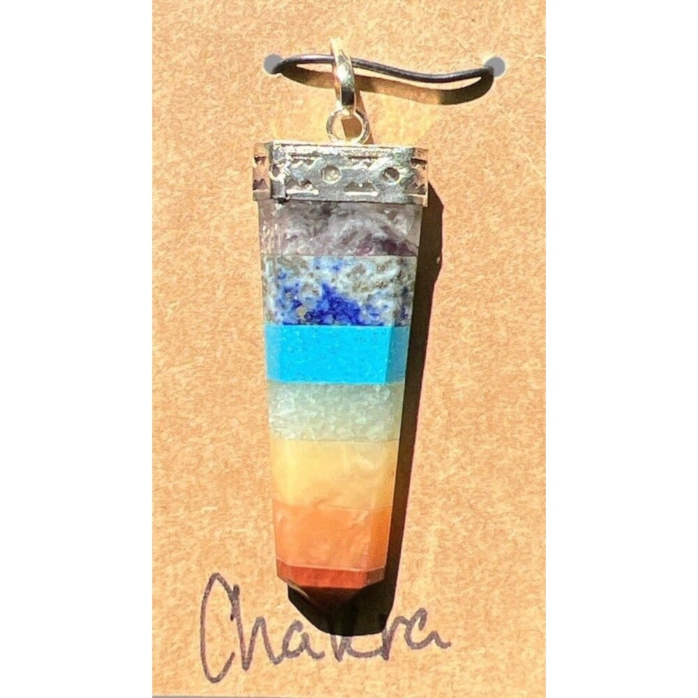 Natural Chakra Crystal Pendant Gemstone Reiki Meditation Necklace 2.5”